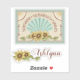 Sunflower Seashell Vintage Vibes Personalized Name
