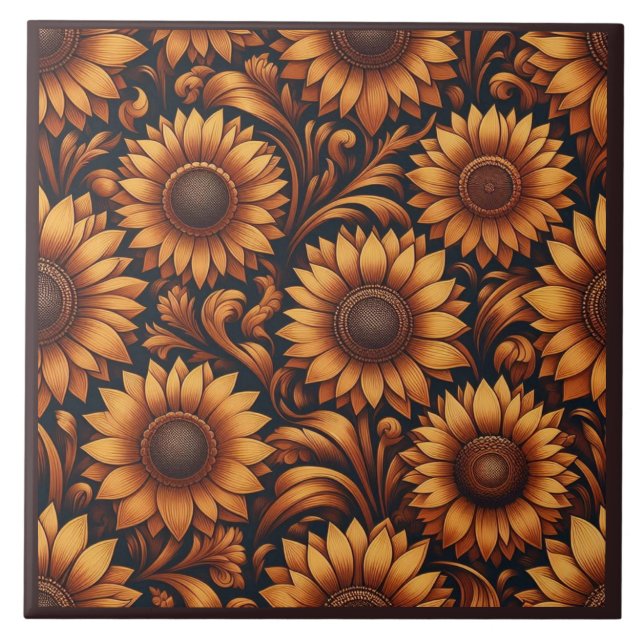 Sunflower Season Ceramic Tile (Front)