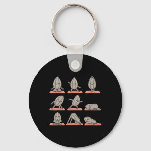 Sunflower Seed Doing Yoga Vegan Kawaii Zen  Key Ring