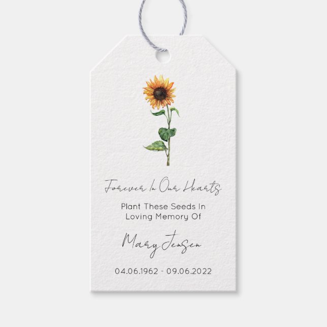 Sunflower Seed Packet Funeral Gift Tags (Front)