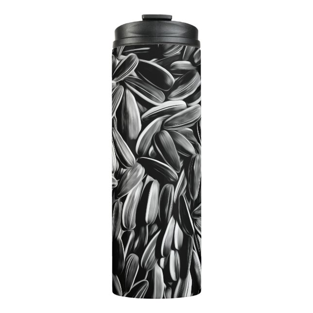 Sunflower Seeds - Black and White Photograph Thermal Tumbler (Front)