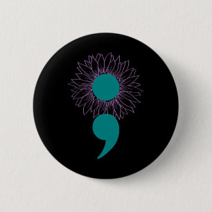 Sunflower Semicolon Suicide Awareness Mental Healt 6 Cm Round Badge
