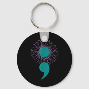 Sunflower Semicolon Suicide Awareness Mental Healt Key Ring