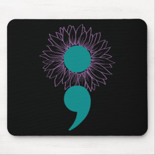 Sunflower Semicolon Suicide Awareness Mental Healt Mouse Pad