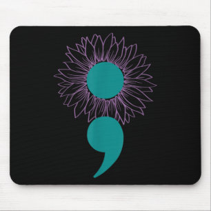 Sunflower Semicolon Suicide Awareness Mental Healt Mouse Pad