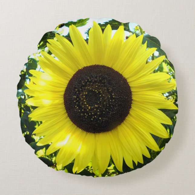 Sunflower Sensation Round Pillow (Front)