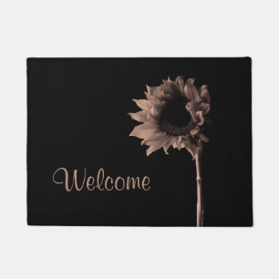 Sunflower - Sepia Fine Art Photograph Doormat
