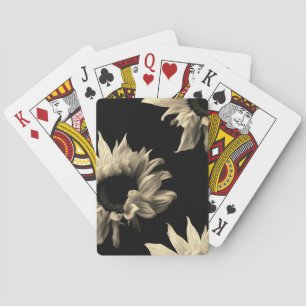 Sunflower - Sepia Fine Art Photograph Unique Cool Playing Cards