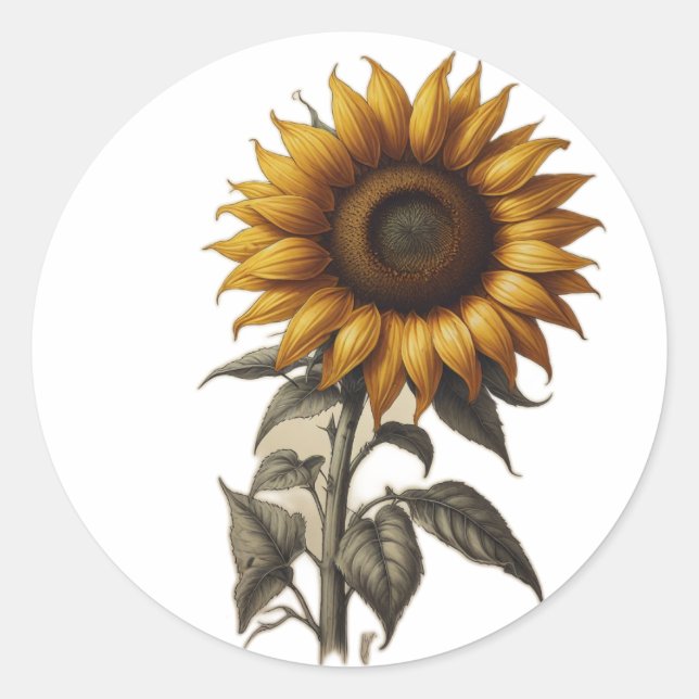 Sunflower Serenade: Embracing Optimism in Nature's Classic Round Sticker (Front)