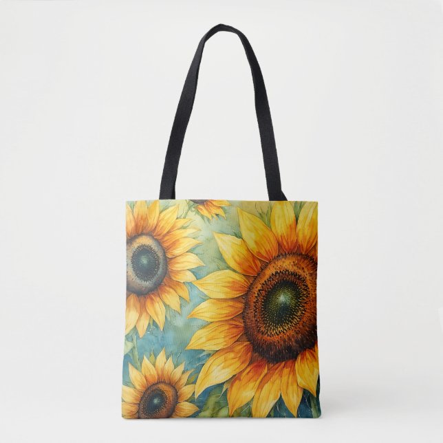 Sunflower Serenity Canvas Tote (Front)