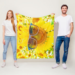 Sunflower Shades Chic Fleece Blanket