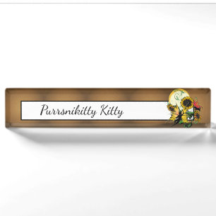 Sunflower Shadow Fairy and Cosmic Cat Nameplate