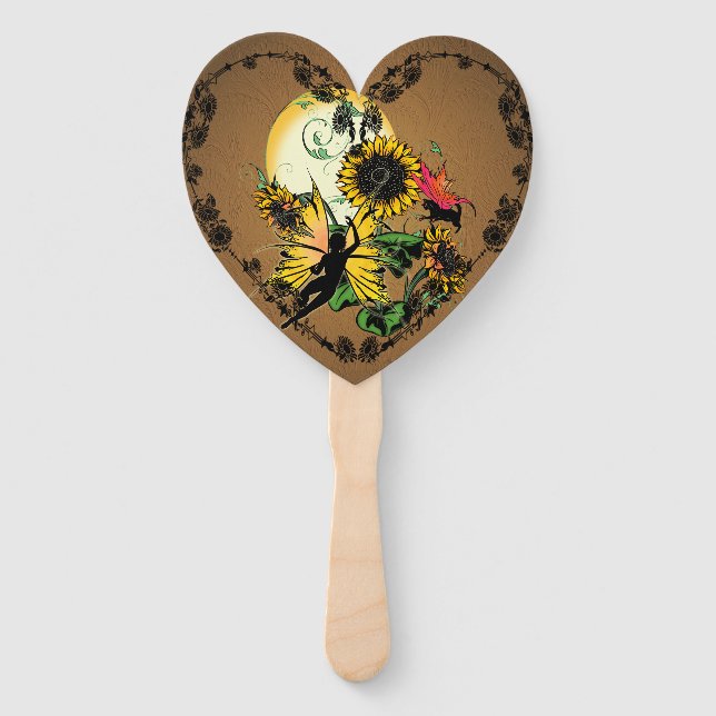 Sunflower Shadow Fairy Hand Fan (Front)