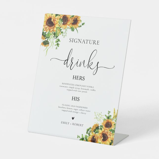 Sunflower Signature Drinks Sign (Front)