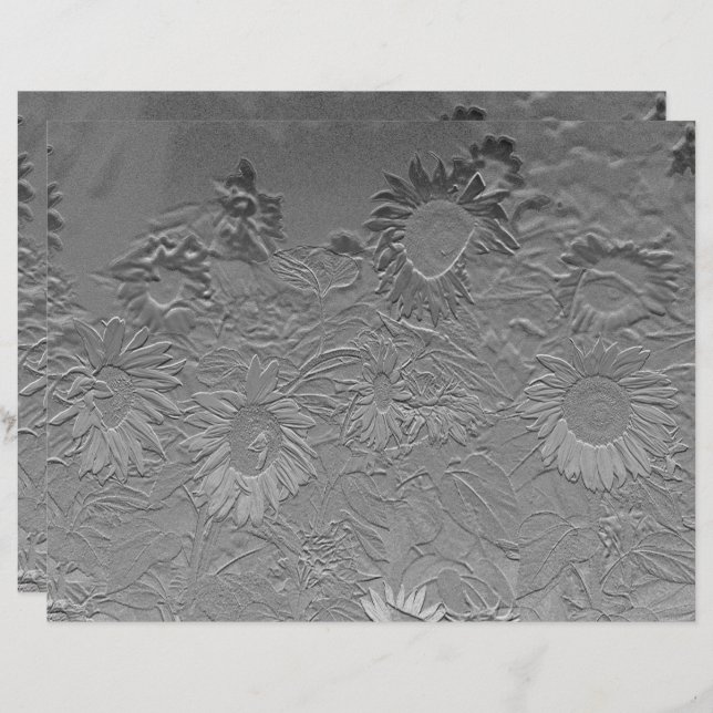 Sunflower Silver Grey Floral Design Decoupage (Front/Back)