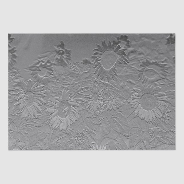 Sunflower Silver Grey Floral Design Decoupage Tissue Paper (Front)