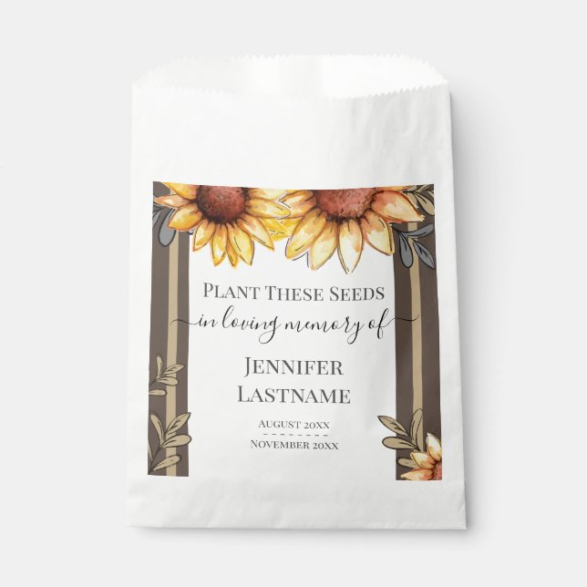 Sunflower Simple Funeral Keepsake Favour Bag (Front)