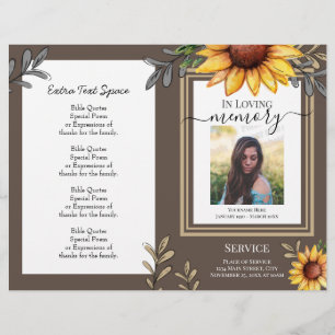 Sunflower Simple Photo Funeral Program Budget