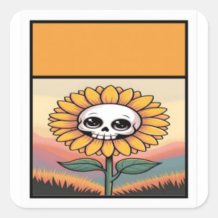 Sunflower Skull Sticker