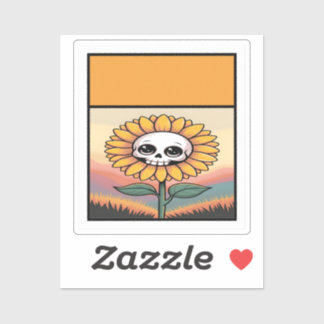 Sunflower Skull Sticker