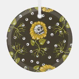 Sunflower Skulls: Unique Seamless Pattern. Glass Tree Decoration