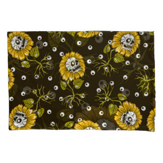 Sunflower Skulls: Unique Seamless Pattern. Pillowcase