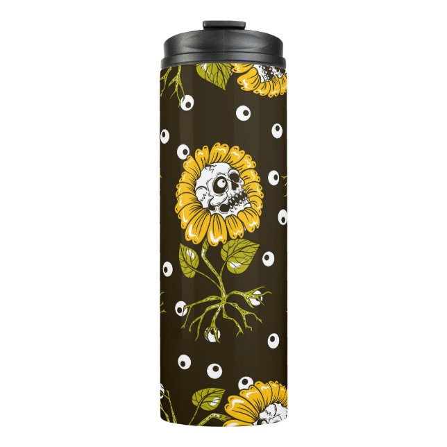 Sunflower Skulls: Unique Seamless Pattern. Thermal Tumbler (Front)