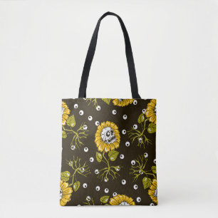 Sunflower Skulls: Unique Seamless Pattern. Tote Bag