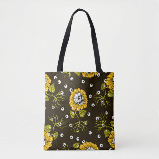 Sunflower Skulls: Unique Seamless Pattern. Tote Bag