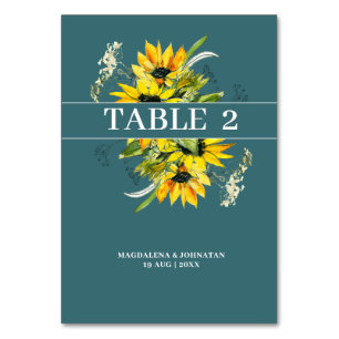 Sunflower Smokey Green Table Number Card