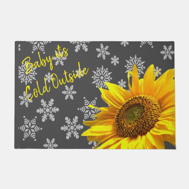 Sunflower Snowflake Door Mat (Front)