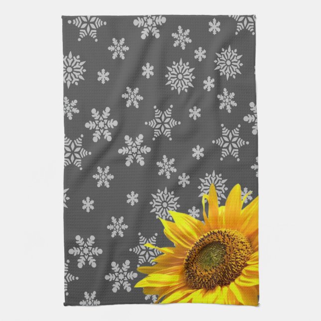 Sunflower Snowflake Kitchen Towel (Vertical)