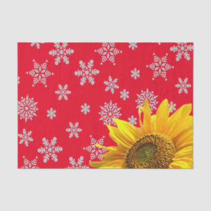 Sunflower Snowflake Red Tissue Paper