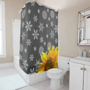 Sunflower Snowflake Shower Curtain