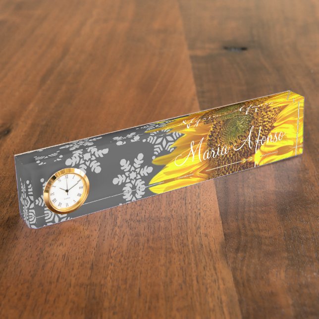 Sunflower Snowflakes Desk Nameplate (Side)
