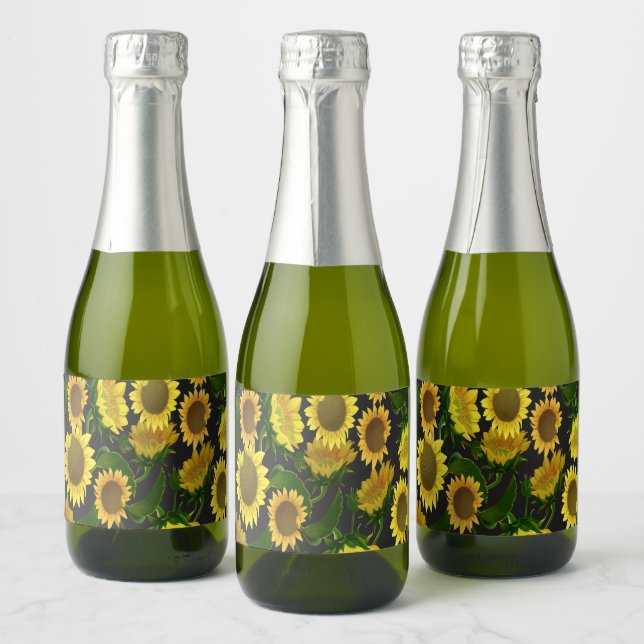 Sunflower Sparkling Wine Label (Bottles)