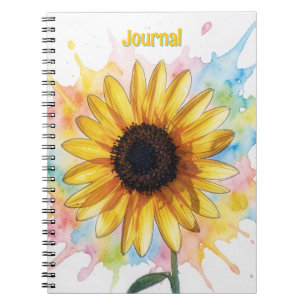 Sunflower Splash Flower Art Personalize Journal