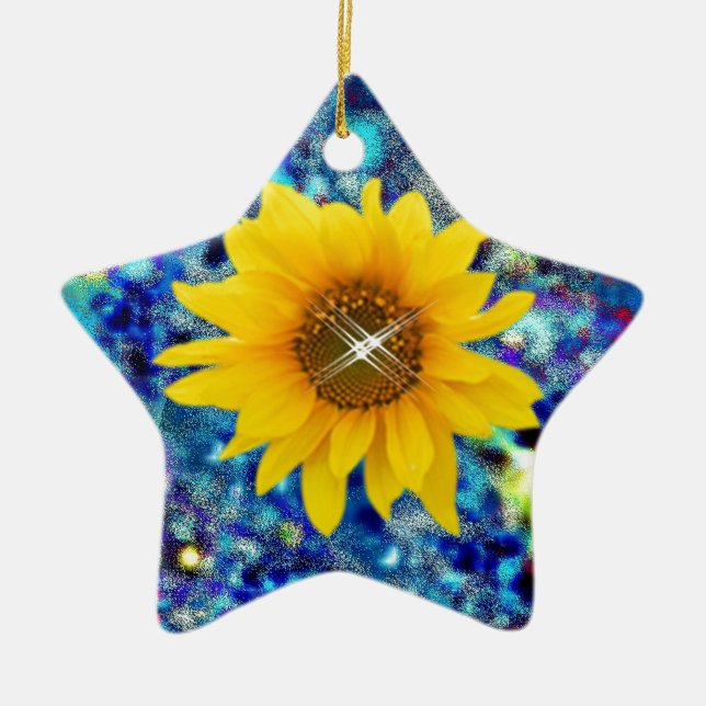 Sunflower spring Dazzle gifts Ceramic Tree Decoration (Front)