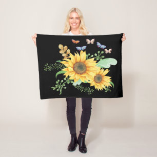 sunflower spring fleece blanket