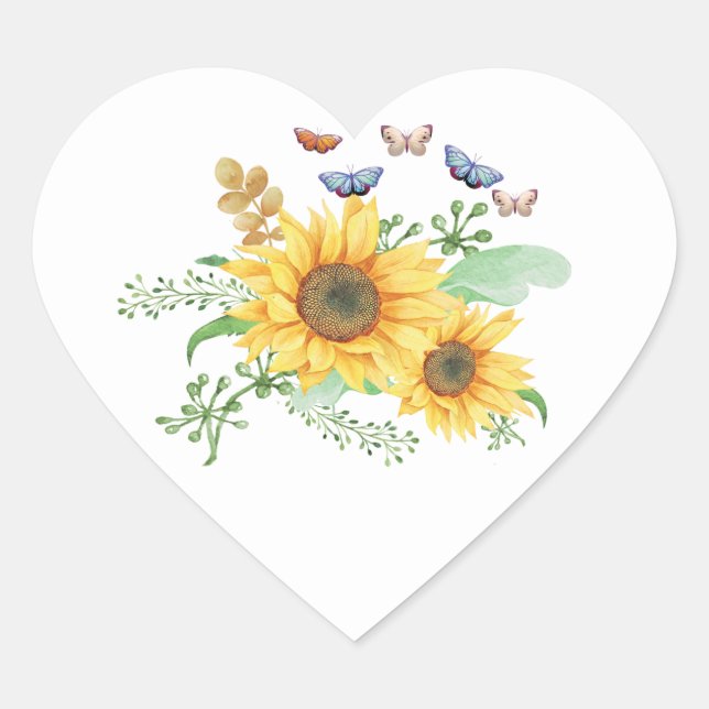 sunflower spring heart sticker (Front)