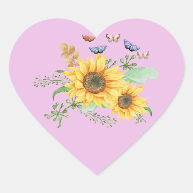 sunflower spring heart sticker (Front)