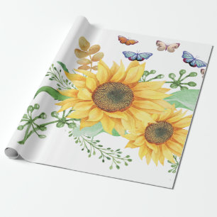 sunflower spring wrapping paper