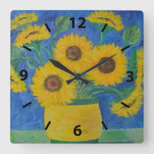 Sunflower Square Wall Clock