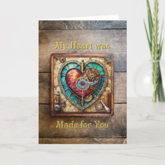Sunflower Stained Glass Heart Steampunk Series Thank You Card
