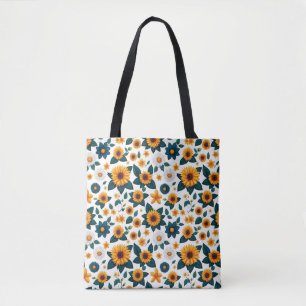 Sunflower Stampede: Nature's Groovy Disco Tote Bag
