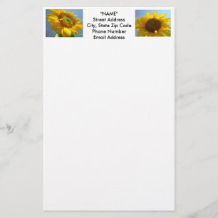 SUNFLOWER Stationery Custom Personal Sun Flowers