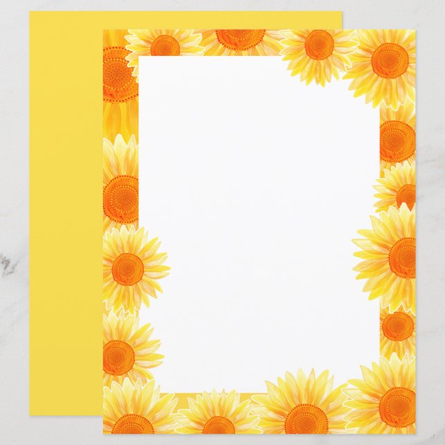 Sunflower Stationery Paper (Front/Back)