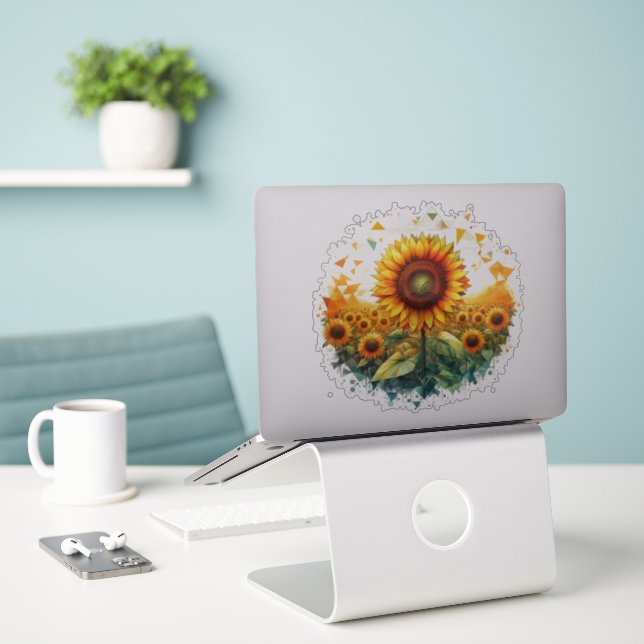 Sunflower Sticker (Laptop On Desk)