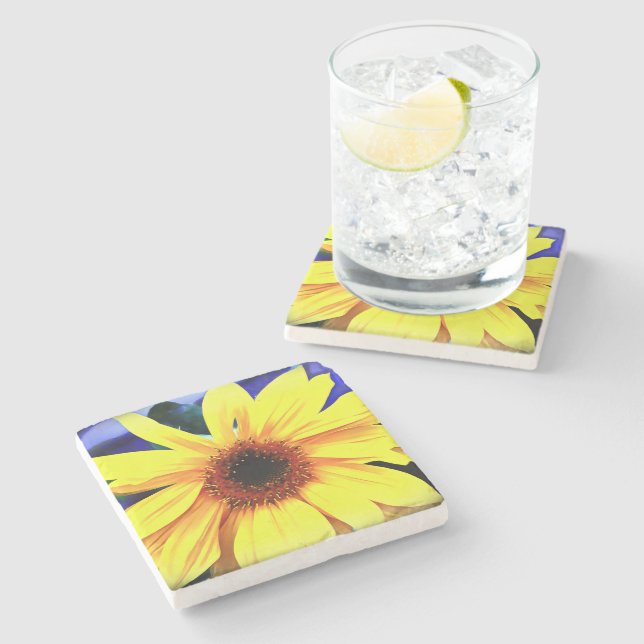 Sunflower Stone Coaster (Side)