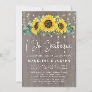 Sunflower String Lights I Do BBQ Engagement Party  Invitation